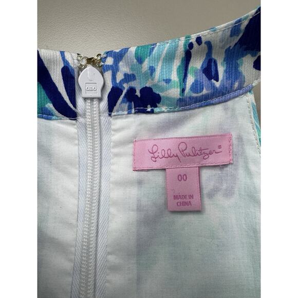 Lilly Pulitzer Ashlyn Shift Dress 00 Turquoise Blue Elephant Appeal Tropical - Picture 11 of 16